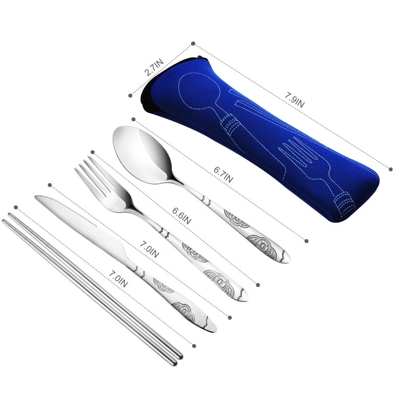 lengnoyp 20PCS Premium Travel Utensils With Case  Stainless Steel Reusable Portable Utensils Set With Case  Lengnoyp Travel Silverware Set With Case for Lunch Box Camping  Silver - Image 4
